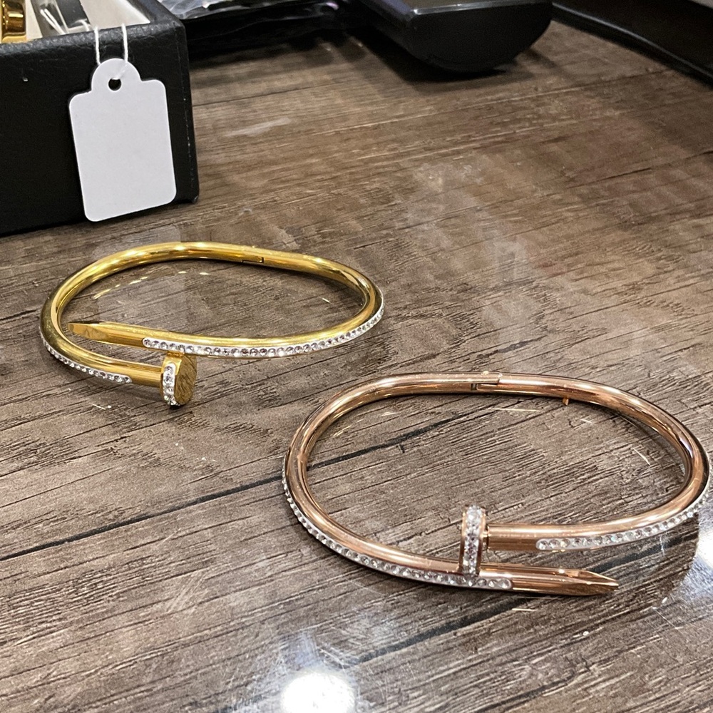 Elegant Gold and Rose Gold Nail Bracelets